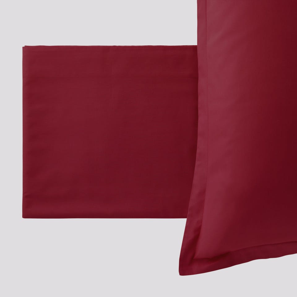 Completo Letto in madapolam Paint Bordeaux