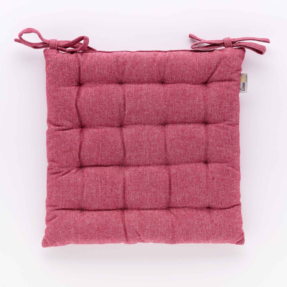 Cuscino Sedia In Cotone Chambray Bordeaux