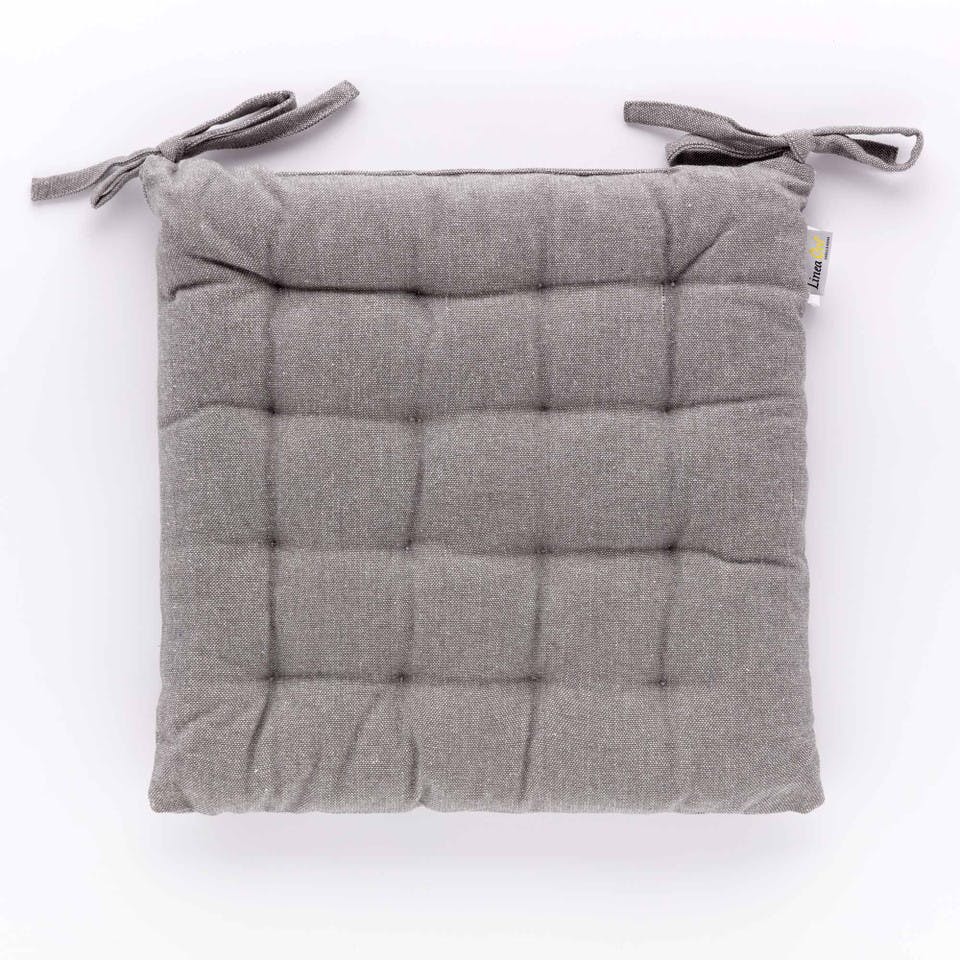 Cuscino Sedia In Cotone Chambray Grigio