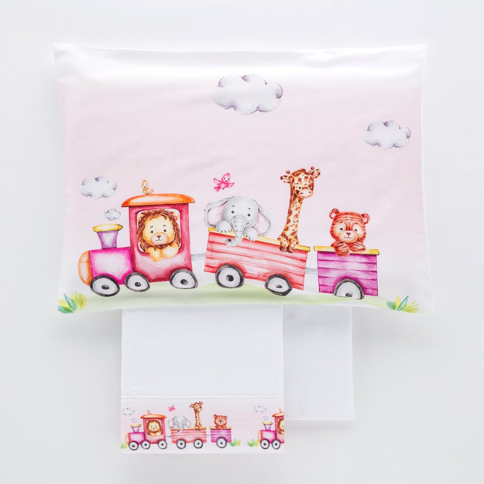 Completo Baby Lettino Trenino Rosa