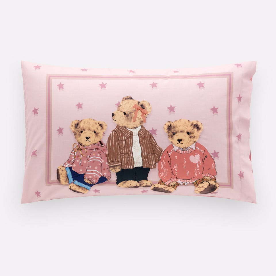 Completo Lettino Cotone Teddy Rosa