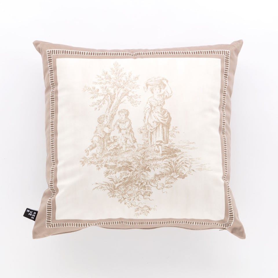 Cuscino Arredo Toile De Jouy Beige