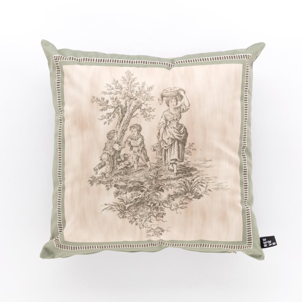 Cuscino Arredo Toile De Jouy Verde