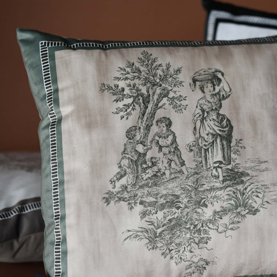 Cuscino Arredo Toile De Jouy Verde