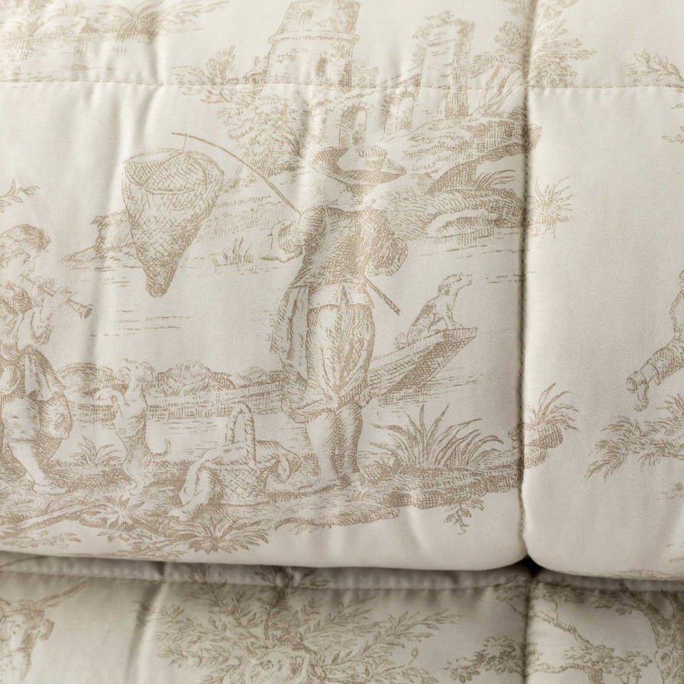 Trapunta In Raso Toile De Jouy Beige