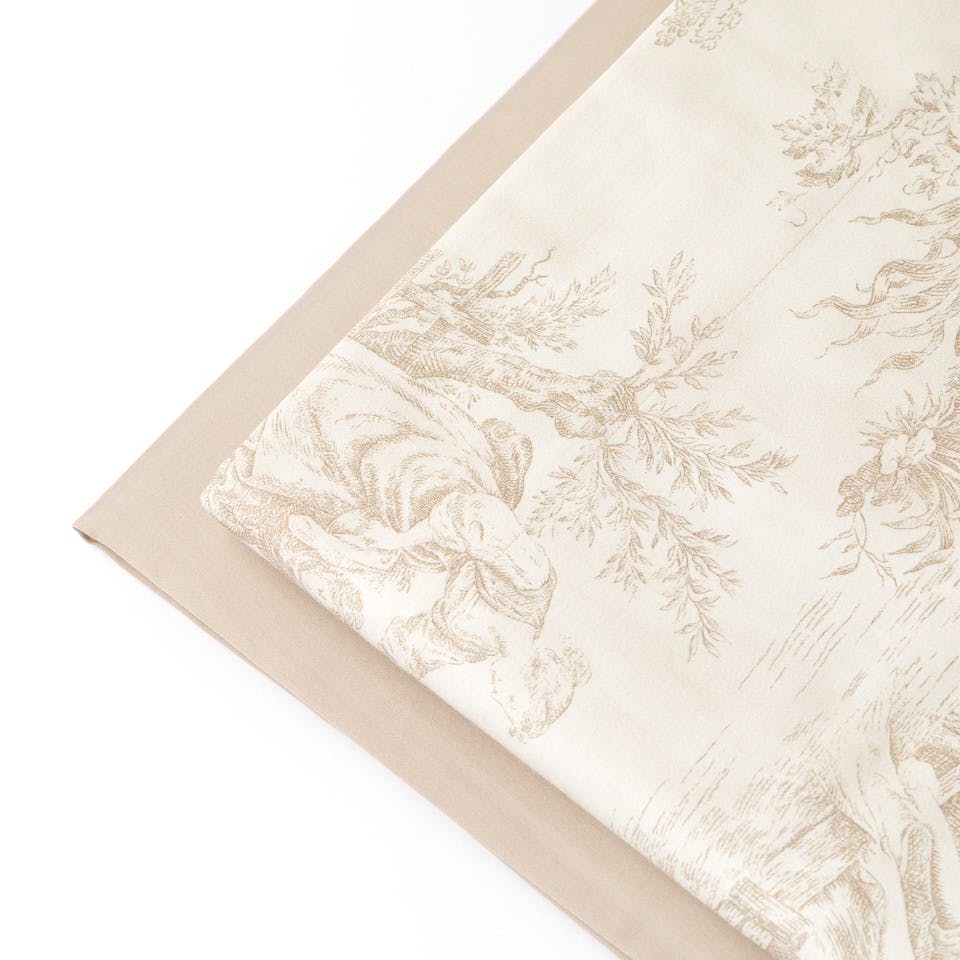 Completo Letto In Raso Toile De Jouy Beige