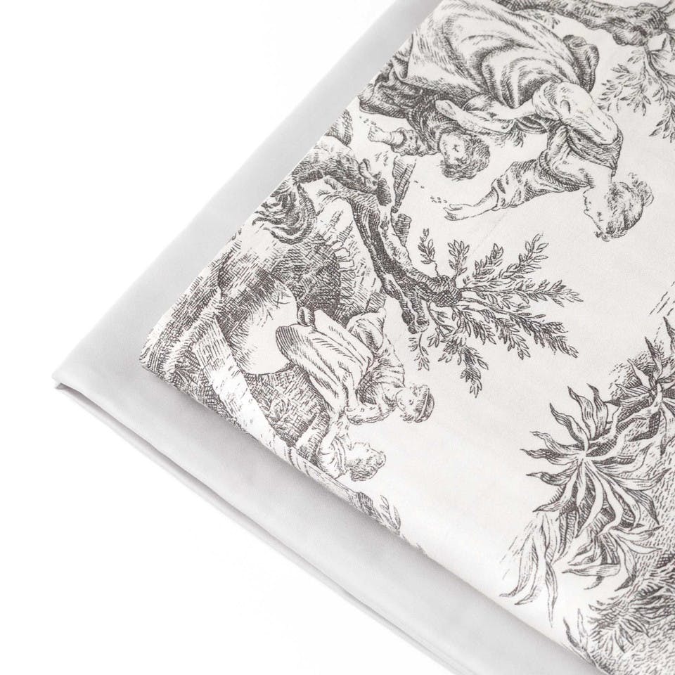 Completo Letto In Raso Toile De Jouy Nero