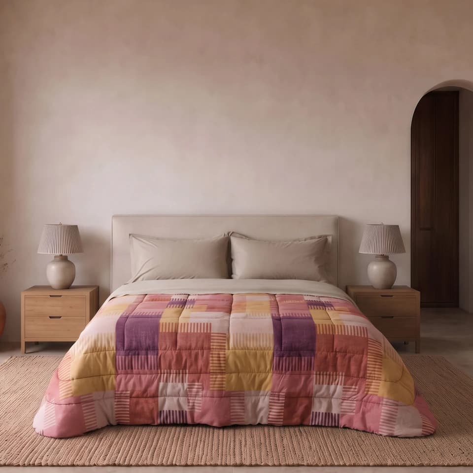 Trapunta Invernale In Cotone Fantasia Geometrica Patchwork Parker